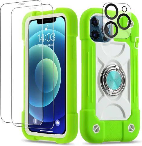 Miniatura 30 de Funda para iPhone 11 de 6.1 pulgadas con soporte de anillo, con 2 protectores de pantalla de vidrio, resistente a los golpes, resistente a