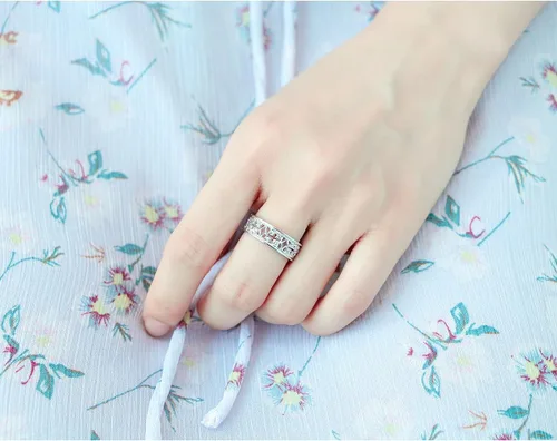 Miniatura 2 de DAOCHONG Anillo de plata de ley 925 sin níquel con nudo celta tejido de buena suerte irlandés de amor para mujer, talla 5-11, Metal precioso, Sin