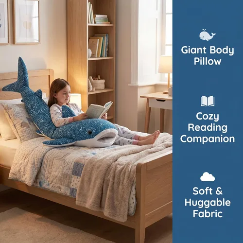 Miniatura 4 de Juguete de peluche de tiburón gigante, animal de peluche de tiburón ballena de 47 pulgadas, peluche grande, enorme animal de peluche para niños