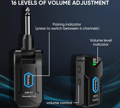 Miniatura 3 de Ueteto Sistema de monitor inalámbrico en el oído, sistema IEM mono de 2.4 GHz con transmisor receptor de cinturón, Plug and Play para músicos