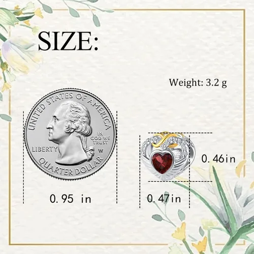 Miniatura 6 de QeenseKc Ene-Dic - Dijes de alas angulares con forma de corazón infinito y corazón calado para pulsera Pandora, Cristal Diamante de imitación
