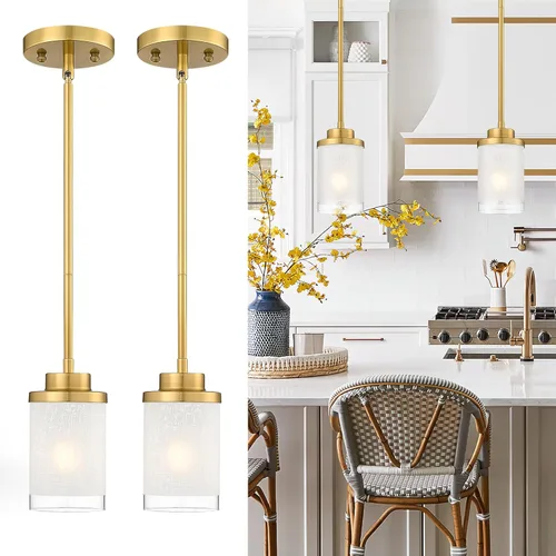 Miniatura 22 de TENGXIN Lámpara Colgante Moderna para Isla de Cocina, Accesorio de Lámpara de Techo Colgante de Oro Cepillado, Iluminación Colgante de Estilo Granja
