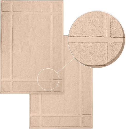 Miniatura 4 de Ample Decor Alfombra de baño 100% algodón de 34 x 20 pulgadas, felpa gruesa de 1350 GSM, suave absorbente, certificado Oeko-Tex, construcción Beige