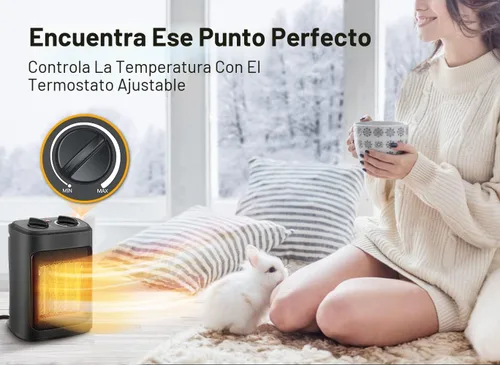 Miniatura 3 de Calentador de espacio, calentadores eléctricos portátiles de 1500 W para interiores con termostato, pequeño calentador de habitación de cerámica