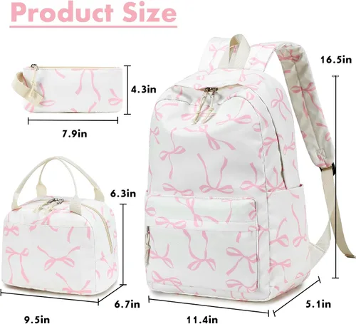 Miniatura 44 de Bluboon Juego de mochila para adolescentes, mochila escolar para niñas, lonchera y lápices, bolsas para estudiantes, 3 en 1, rosa-3 juegos, Escuela