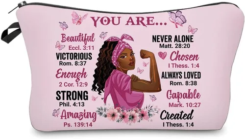 Miniatura 26 de Bolsa de maquillaje afroamericana para monedero, bolsas de cosméticos negras afro para mujer, regalo inspirador, pequeña bolsa de cosméticos