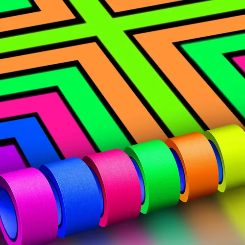 Miniatura 9 de Whaline Cinta de tela Gaffer de neón de 6 colores, cinta fluorescente de luz negra UV para fiestas UV (0.6 pulgadas x 16.5 pies)
