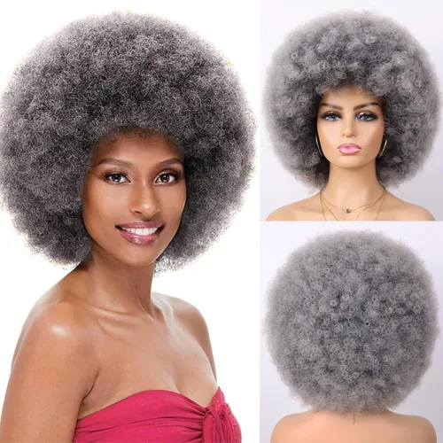 Miniatura 14 de G&T Wig Pelucas rizadas afro de los años 70 para mujeres negras, sin pegamento y suaves pelucas afro negras grandes, con volumen y suaves de aspecto