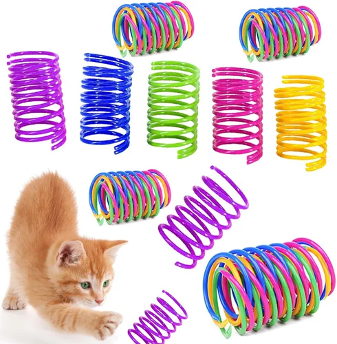 Miniatura 8 de Juguetes de primavera para gatos, bobinas rebotantes, juguete de resorte en espiral para gatos de interior, juguetes interactivos pesados