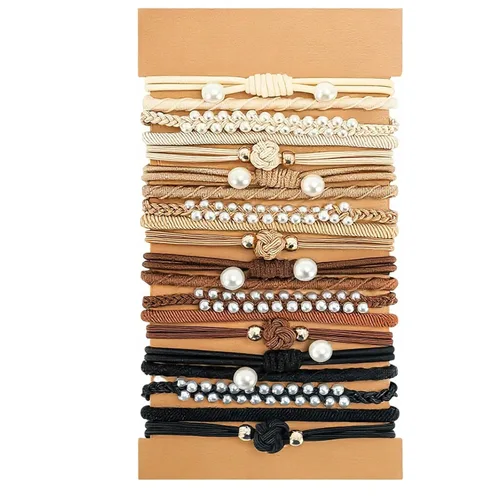 Miniatura 11 de Bandas para el cabello para mujeres y niñas, 20 pulseras bohemias para el cabello, lazos elásticos lindos para el cabello sin daños, bandas finas