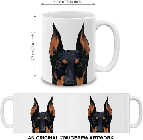 Miniatura 2 de MUGBREW Taza de Café y Té de Cerámica con Perro Doberman Pinscher Negro Oxidado, 11 OZ Negro Rust Doberman Pinscher Perro