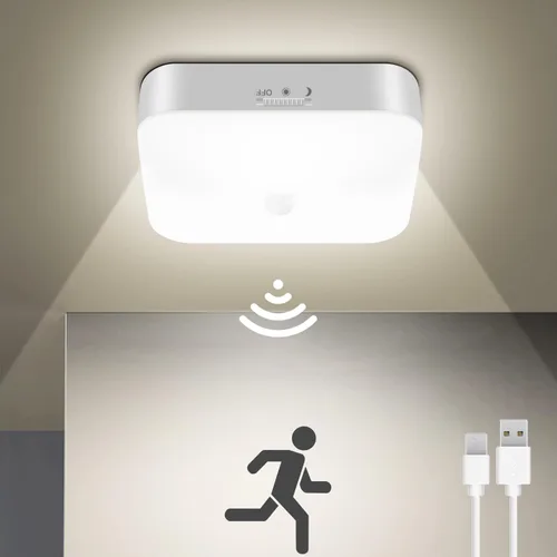 Miniatura 11 de Luz de techo recargable con sensor de movimiento WhitePoplar para interiores con control remoto, luz recargable con sensor de movimiento inalámbrica