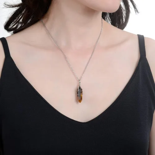 Miniatura 2 de 1 collar con colgante de piedras preciosas naturales curativas de cuarzo de cristal reiki chakras, piedras preciosas de 18 pulgadas, joyería