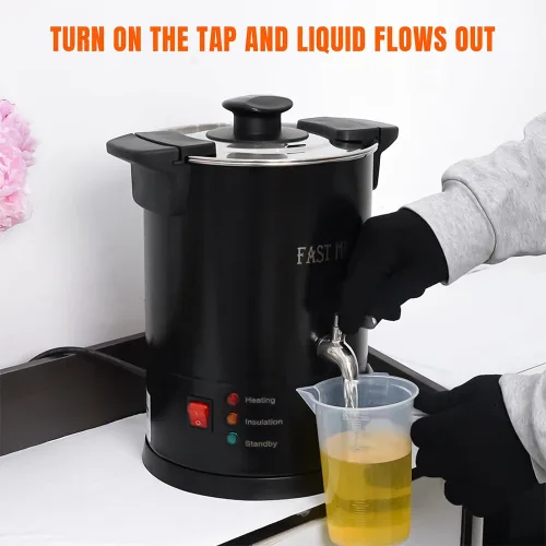 Miniatura 4 de FAST MELT Derretidor de cera de 5 litros para hacer velas, olla eléctrica de cera con boquilla fácil de verter y control de temperatura