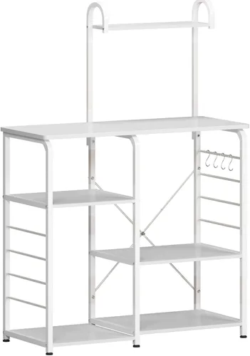 Miniatura 7 de DlandHome Soporte de microondas para cocina, soporte de carrito de microondas de 35.4 pulgadas, almacenamiento de utilidad de cocina de 3 niveles x