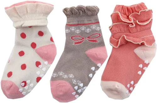 Calcetines de algodón antideslizantes para bebés y niñas pequeñas (0.0 ft-10y)