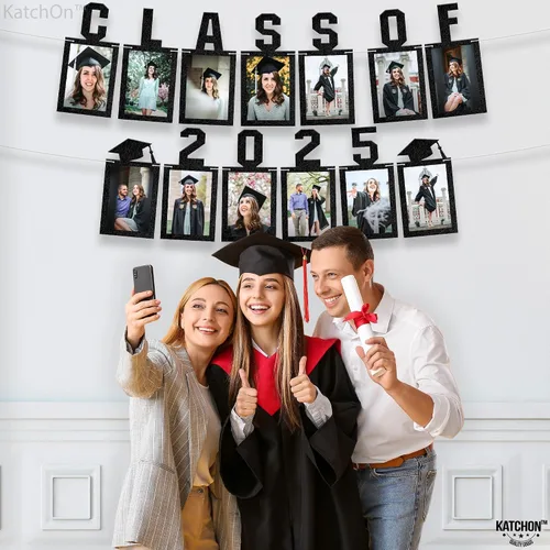 Miniatura 6 de KatchOn, Cartel de fotos de graduación negro 2025 – Grande, 10 pies Cartel de fieltro de la clase de 2025 para decoraciones de graduación 2025