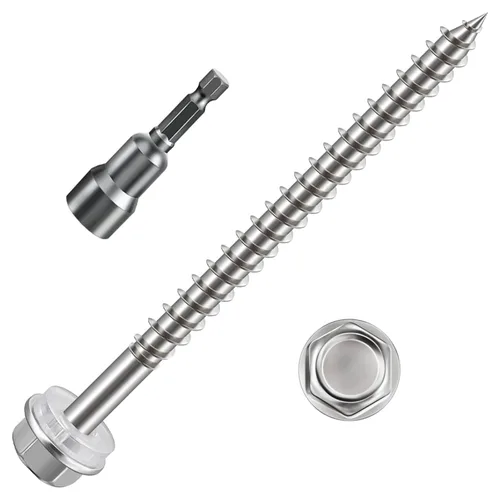 Miniatura 7 de WenSilon (130Pcs) #10x1-1/2 Tornillos Autorroscantes para Madera 410 de Acero Inoxidable Cabeza Hexagonal Rápido Autorroscante