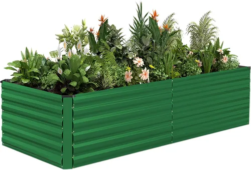 Miniatura 38 de NAVINE Cama de jardín elevada de 8 x 4 x 2 pies, macetas elevadas de metal grande, macetas para plantas al aire libre para verduras, flores