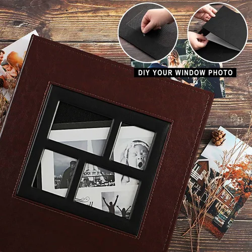 Miniatura 4 de Ywlake - Álbum de fotos de 4 x 6 pulgadas con 500 bolsillos, capacidad extragrande, para fotos familiares o de boda, capacidad para 500 fotos Marrón