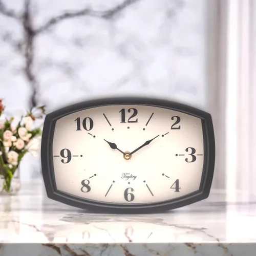 Miniatura 4 de Reloj de pared negro retro rectangular de metal, funciona con pilas, estilo antiguo de diseño para cocina, sala de estar u oficina, pequeño