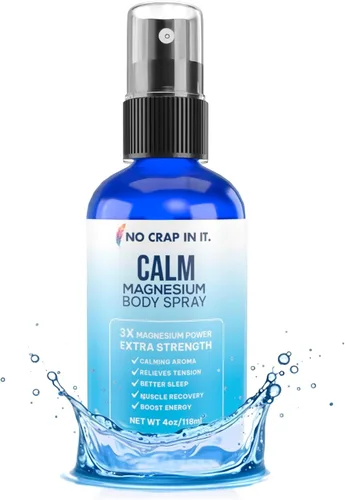 No Crap In It Spray de magnesio calmante Triple Magnesio Potencia: Cloruro de magnesio natural, glicinato, sulfato de 4 oz