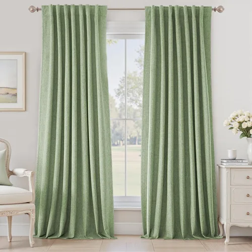 Miniatura 27 de UHITECH - Cortinas opacas beige para sala de estar, cortinas cortas de 35 pulgadas para habitación, cortinas negras para ventanas pequeñas, paneles