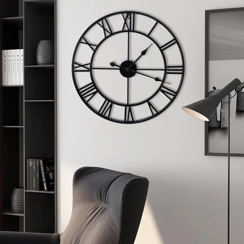 Miniatura 7 de Relojes de pared grandes sin tictac, silenciosos, de 30 pulgadas, funciona con pilas, de gran tamaño, de metal, números romanos redondos, relojes