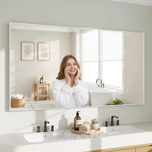 Miniatura 36 de Koonmi Espejo de pared rectangular negro, espejo de baño de 24 x 32 pulgadas, espejo de tocador con marco de aluminio para entrada, sala de estar