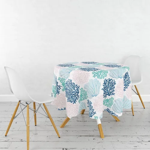 Miniatura 10 de Mantel rectangular náutico costero con estampado de coral, diseño de playa, decorativo impermeable para comedor al aire libre, cocina, sala