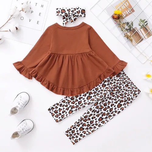 Miniatura 206 de Kucnuzki Conjunto de ropa para bebé niña pequeña, camisa de manga con volantes, pantalón floral, ropa de otoño e invierno para niña