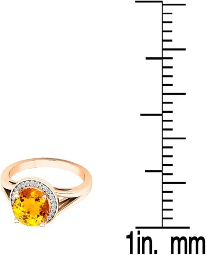 Miniatura 20 de Dazzlingrock Collection Anillo de compromiso redondo de 0.276 in con halo de diamante blanco y vástago dividido para ella en oro macizo de 14