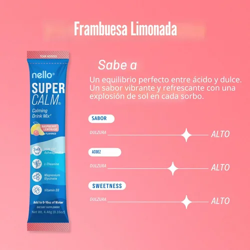 Miniatura 2 de Nello Supercalm - Mezcla de bebida en polvo, reductor de cortisol y ayuda para dormir, L Teanina, Ashwagandha Ksm-66, Magnesio Glicinato, Vitamina