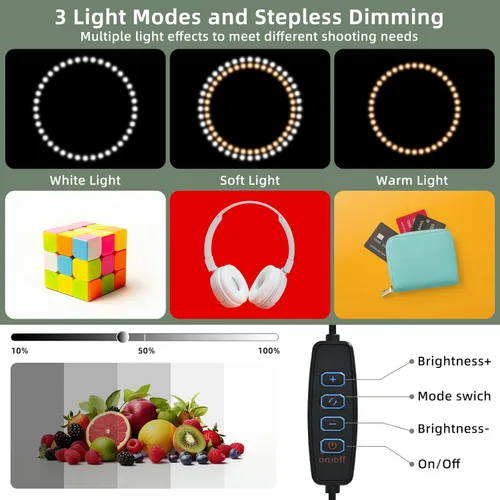 Miniatura 2 de Lightdow Caja de luz de estudio fotográfico de 10 x 10 x 10 pulgadas con 96 LED (CRI>95), 6 telones de fondo, portátiles, regulables, versátiles