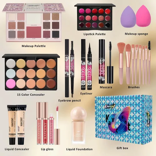 Miniatura 2 de Juego de maquillaje para adolescentes y mujeres, kit completo de maquillaje para mujeres, sombra de ojos, base, juego de regalo para adolescentes