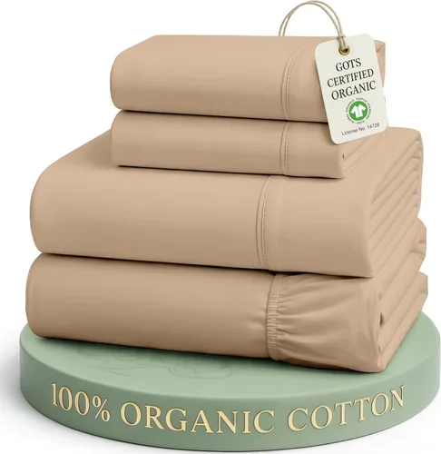 Miniatura 10 de Lane Linen Sábanas de cama tamaño Queen, juego de sábanas 100 % algodón orgánico, sábanas refrescantes suaves tamaño Queen, juego de sábanas Queen