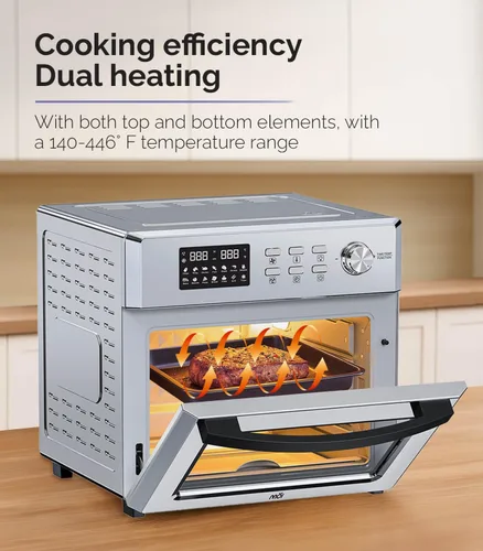 Miniatura 6 de MOI Horno tostador con freidora de aire de 1700 W, horno tostador de convección con 12 ajustes preestablecidos, hornos de encimera para hornear
