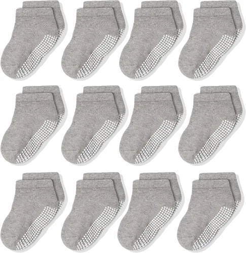CozyWay Non-Slip Baby and Toddler Ankle Socks with Grips - Low Cut Socks for Girls and Boys with Grippers