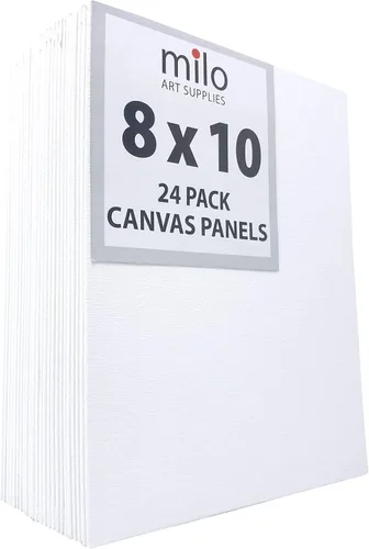 Miniatura 5 de milo Tableros de lienzo para pintar, 8 x 10 pulgadas, paquete de 24 paneles de lienzo planos, imprimados y listos para pintar, suministros de arte