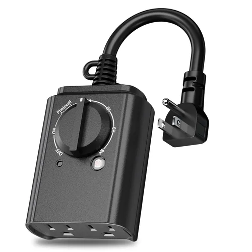 Siglo 24 horas temporizador con célula fotoeléctrica. Sensor de luz resistente a todo tipo de condiciones climáticas, impermeable, dos