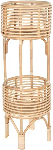 KOUBOO Soporte para plantas de ratán de dos niveles, maceta natural, grande, marrón