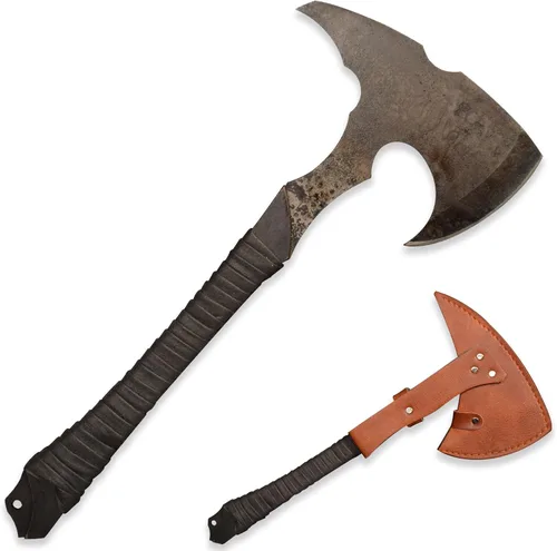 Miniatura 7 de SV Espada de corte artesanal hecha a mano de manganeso y acero, de tang completo, para exteriores, caza, camping, senderismo, supervivencia