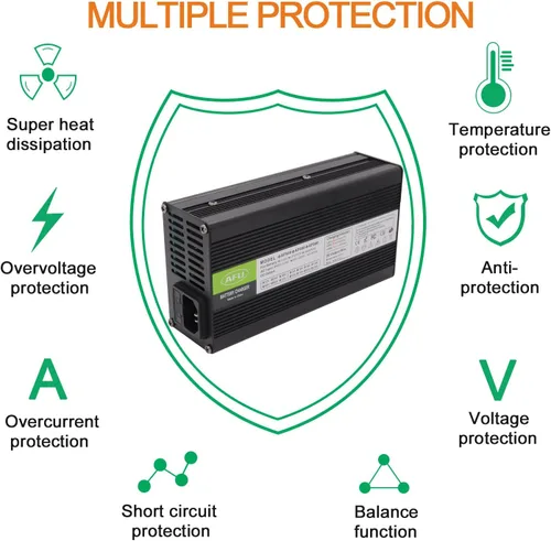 Miniatura 4 de 72V 5A Cargador 82.8V Cargador de batería de plomo ácido para 72V Batería de plomo ácido con ventilador de refrigeración (enchufe CC C13 N+L)