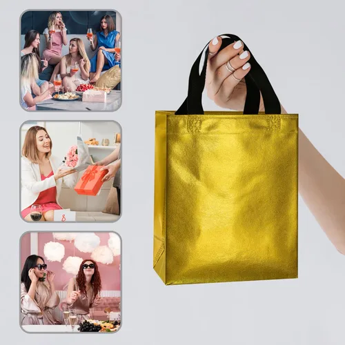 Miniatura 2 de BLEWINDZ 100 bolsas de regalo reutilizables medianas con asas - Ideales para obsequios de fiestas y bolsas de compras (10 colores)