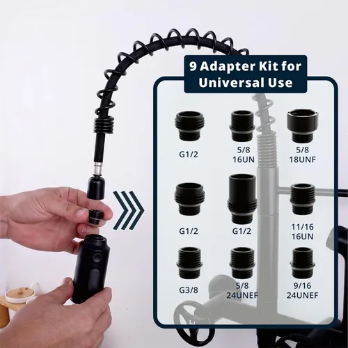 Miniatura 3 de Reemplazo de cabezal de grifo de cocina extraíble, boquilla de cabezal rociador extraíble de 3 funciones con 9 adaptadores para grifo de fregadero