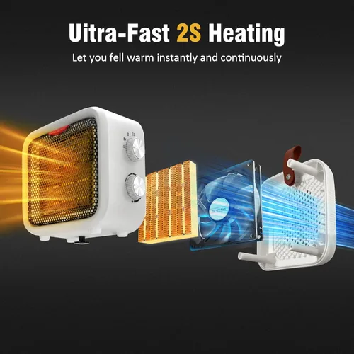 Miniatura 2 de CTSC Calentador de espacio, calentadores de espacio de 1500 W para uso en interiores con termostato, material de calefacción PCT de alta eficiencia