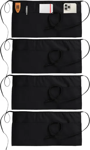 Miniatura 13 de Utopia Wear Paquete de 4 delantales con 3 bolsillos, delantal de cintura para camarera, 12 pulgadas