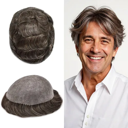 Miniatura 143 de Toupee for Men Hair Piece Real Human Hair Full Poly Skin Mens Toupee Mens Hair System Injected PU Hair System Invisible Hairpiece for