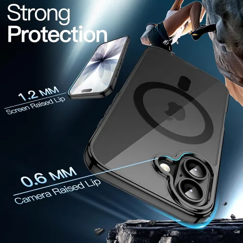Miniatura 5 de JETech Funda magnética para iPhone 17 de 6.3 pulgadas, compatible con MagSafe, protector de teléfono a prueba de golpes, parte trasera transparente