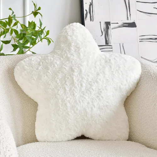 Miniatura 9 de Almohada de estrellas, almohada de felpa en forma de estrella de 14.9 pulgadas para sofá y cama, bonitas almohadas decorativas con piel sintética